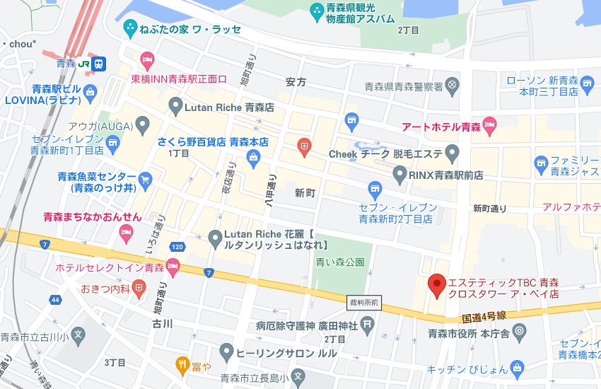 エステティックTBC青森クロスタワーアベイ店の周辺地図
