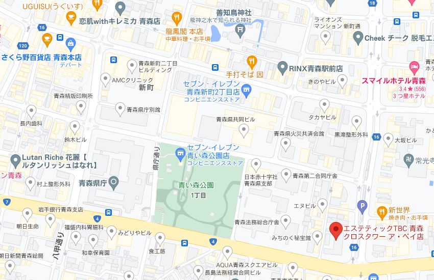 エステティックTBC青森クロスタワーアベイ店の周辺地図