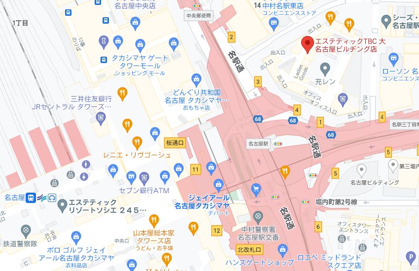 エステティックTBC大名古屋ビルヂング店の周辺地図