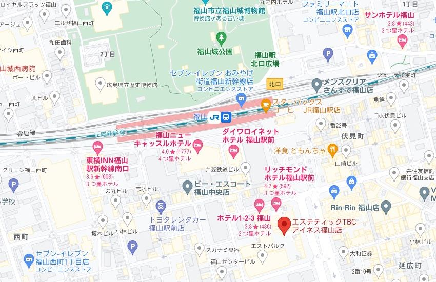 エステティックTBCアイネス福山店の周辺地図