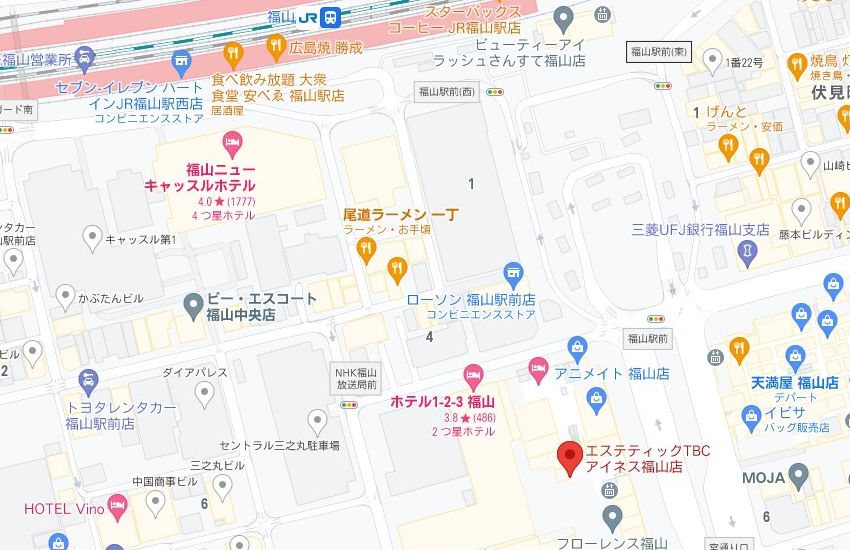 エステティックTBCアイネス福山店の周辺地図
