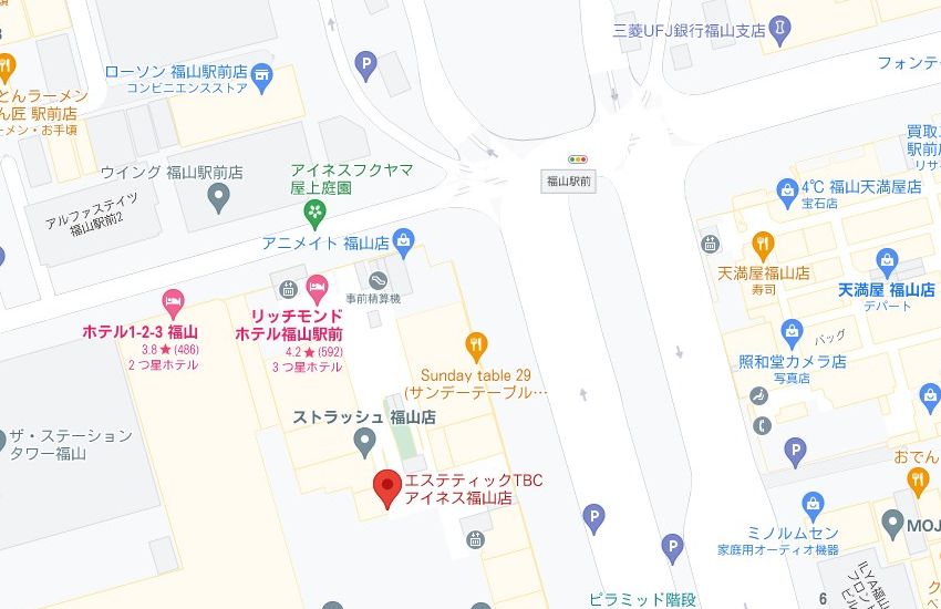 エステティックTBCアイネス福山店の周辺地図