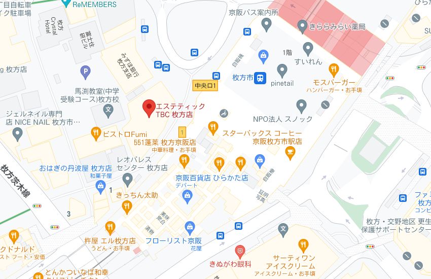 エステティックTBC枚方店の周辺地図