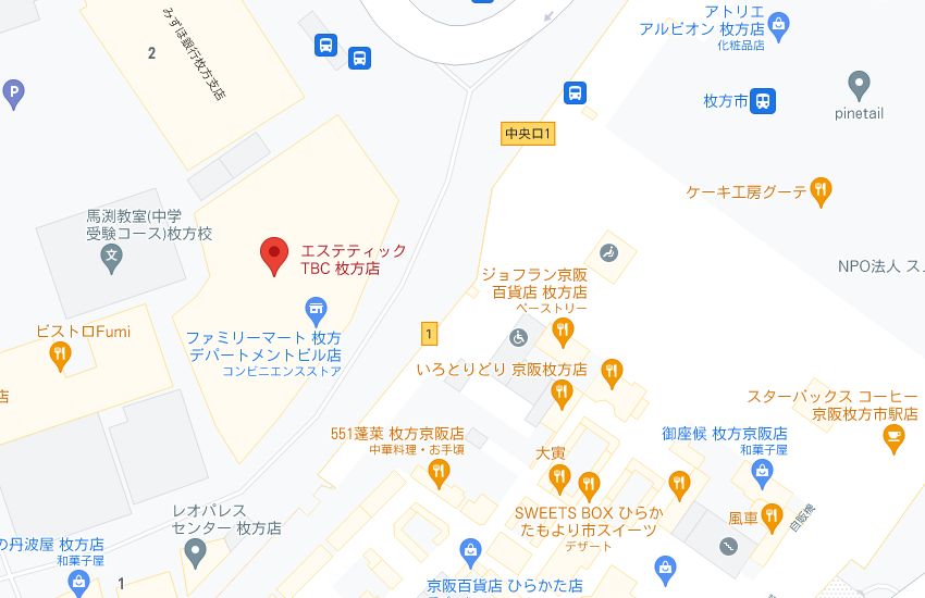 エステティックTBC枚方店の周辺地図