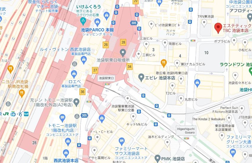 エステティックTBC池袋本店の周辺地図