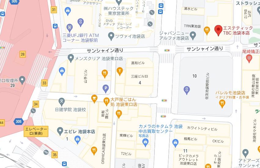 エステティックTBC池袋本店の周辺地図