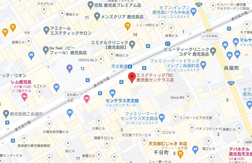 エステティックTBC鹿児島センテラス店の周辺地図