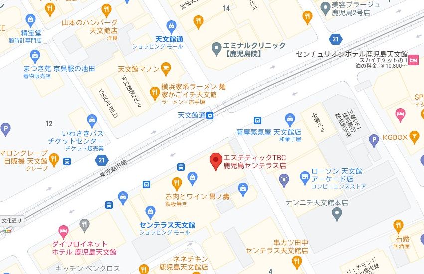 エステティックTBC鹿児島センテラス店の周辺地図
