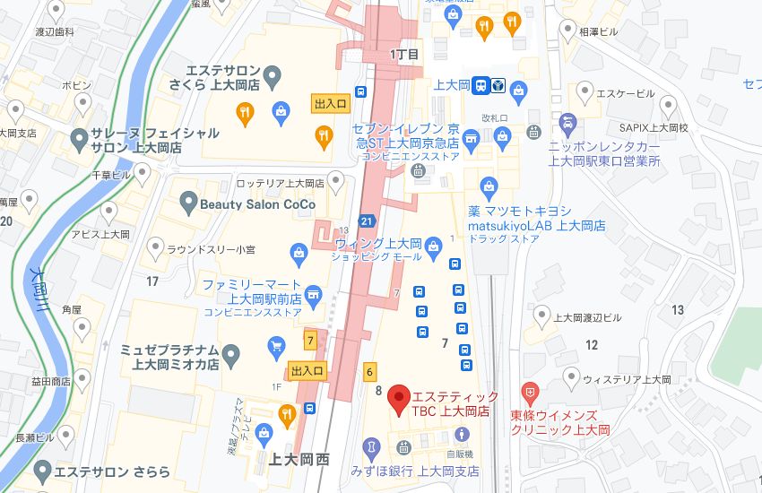 エステティックTBC上大岡店の周辺地図