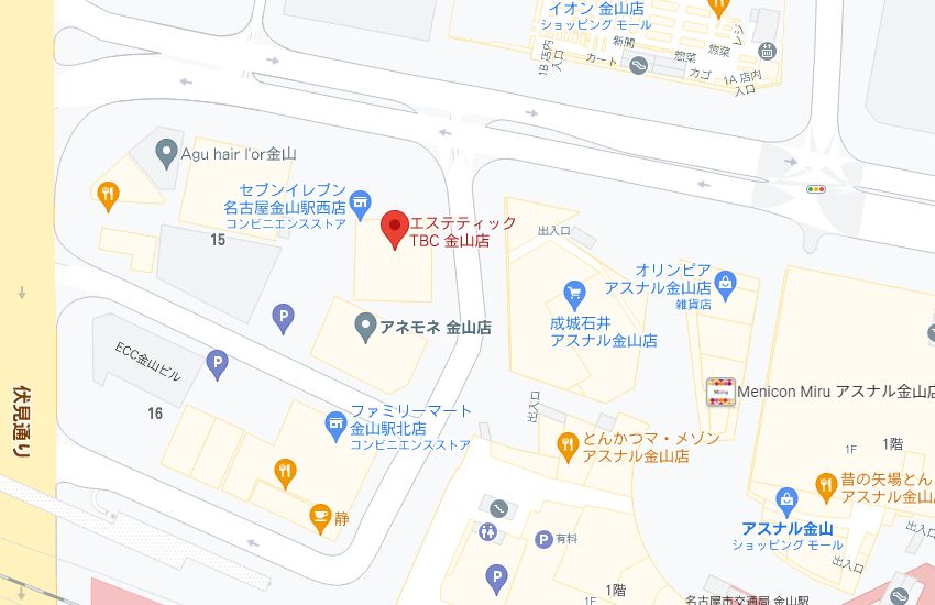 エステティックTBC金山店の周辺地図
