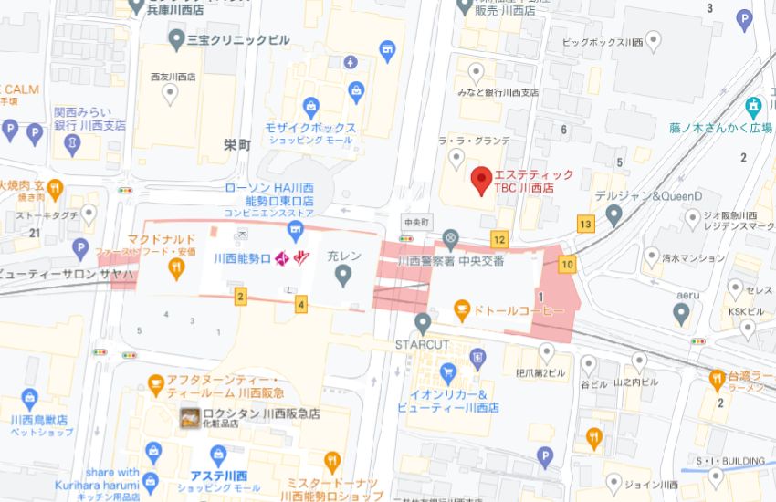 エステティックTBC川西店の周辺地図