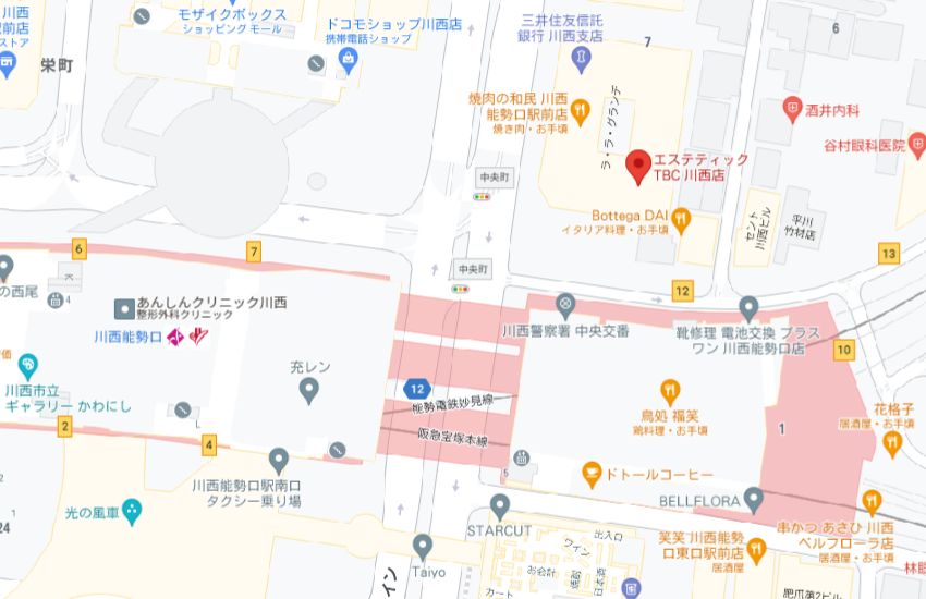 エステティックTBC川西店の周辺地図