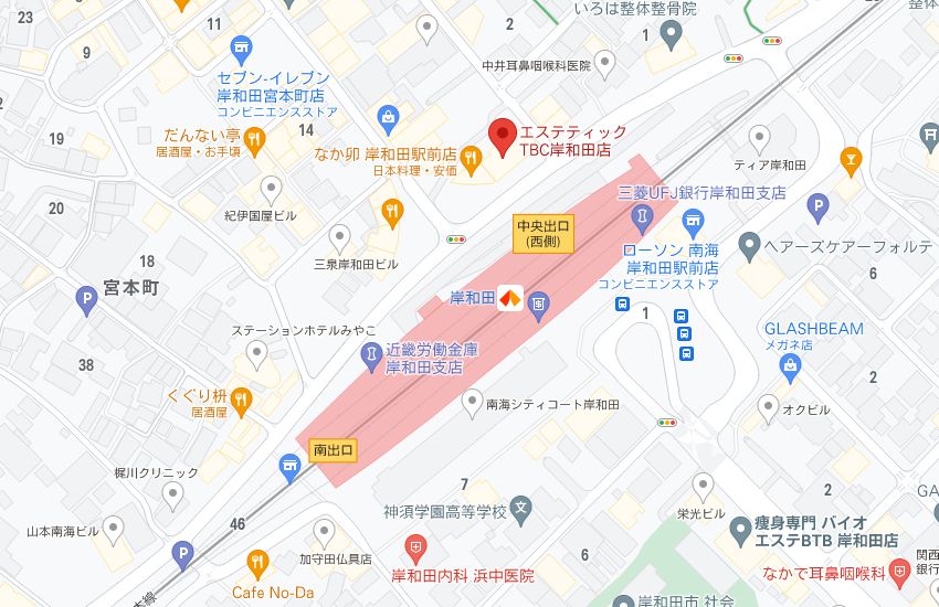 エステティックTBC岸和田店の周辺地図