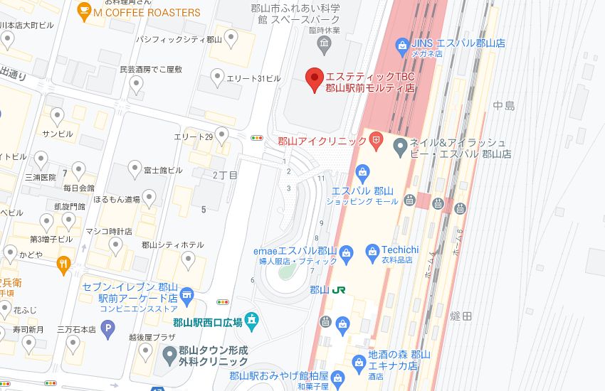 エステティックTBC郡山駅前モルティ店の周辺地図