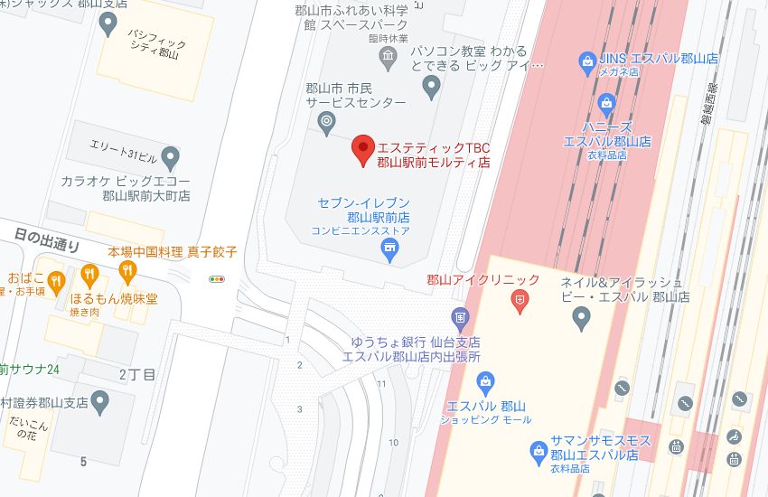 エステティックTBC郡山駅前モルティ店の周辺地図