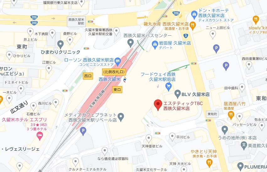 エステティックTBC西鉄久留米店の周辺地図