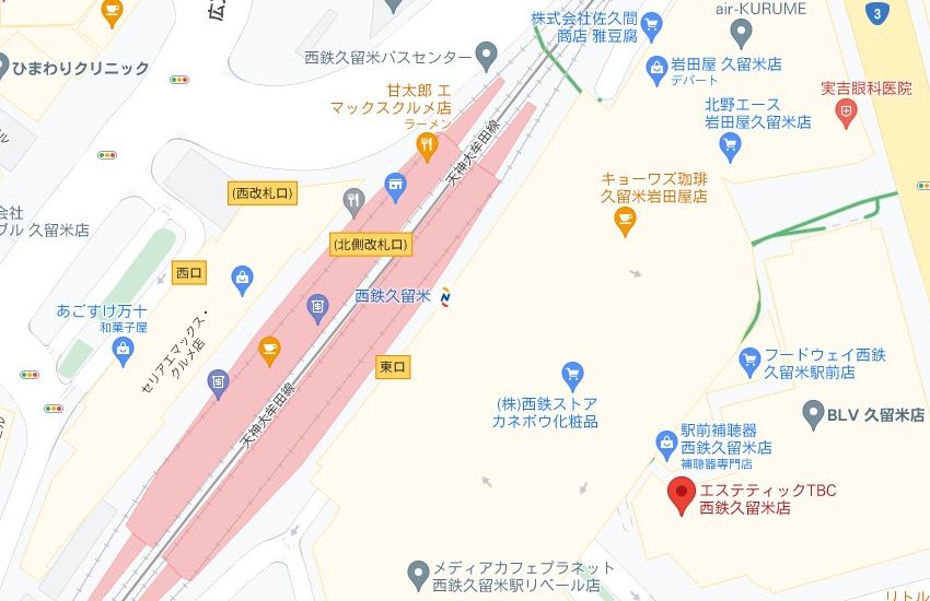 エステティックTBC西鉄久留米店の周辺地図