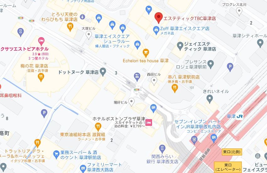 エステティックTBC草津店の周辺地図
