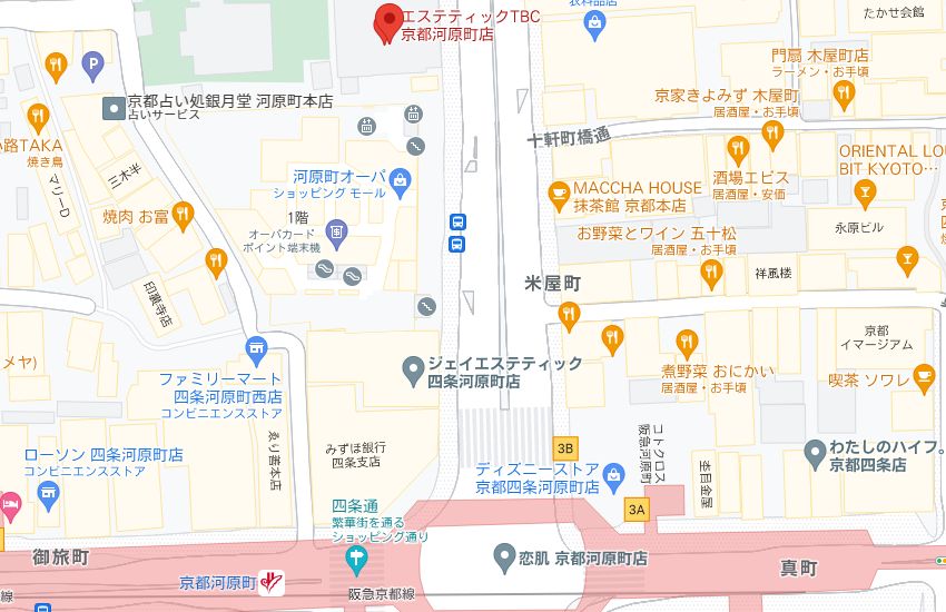 エステティックTBC京都河原町店の周辺地図