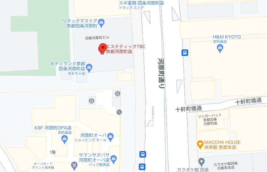 エステティックTBC京都河原町店の周辺地図
