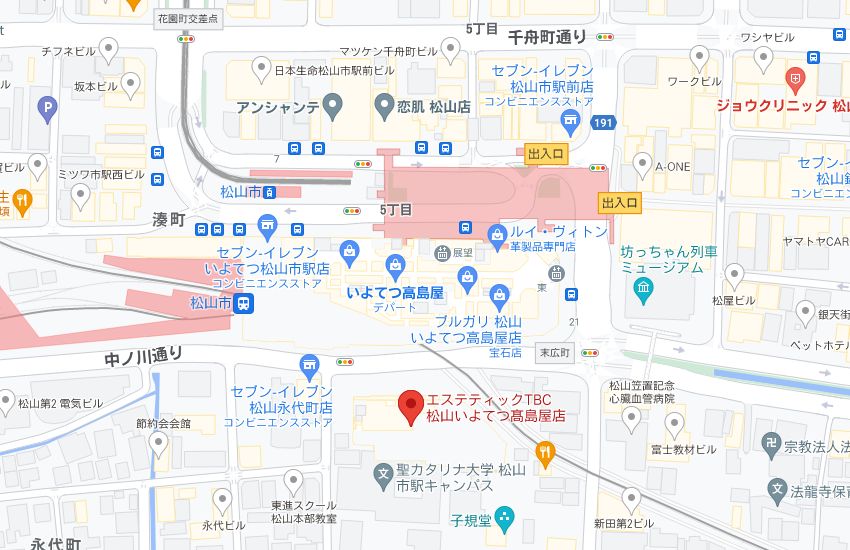 エステティックTBC松山いよてつ髙島屋店の周辺地図