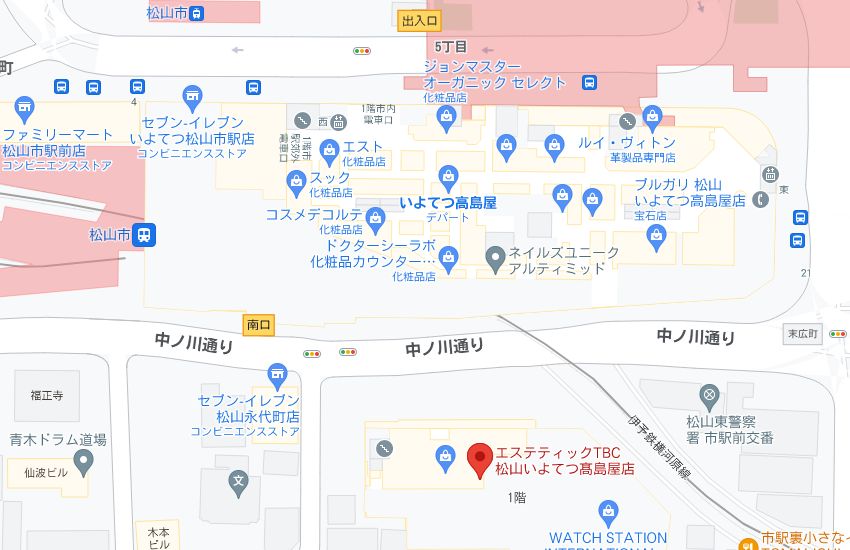 エステティックTBC松山いよてつ髙島屋店の周辺地図