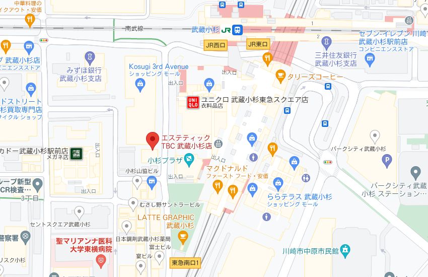 エステティックTBC武蔵小杉店の周辺地図