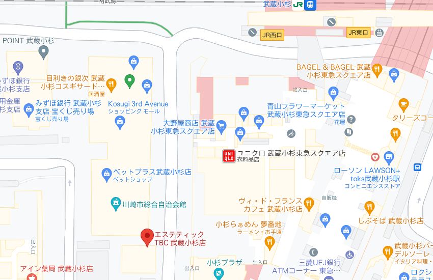 エステティックTBC武蔵小杉店の周辺地図