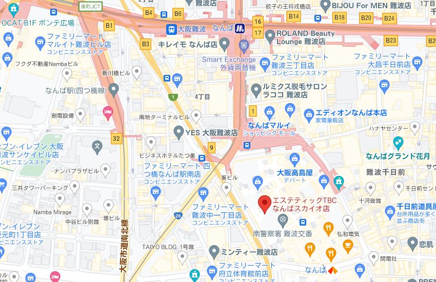 エステティックTBCなんばスカイオ店の周辺地図