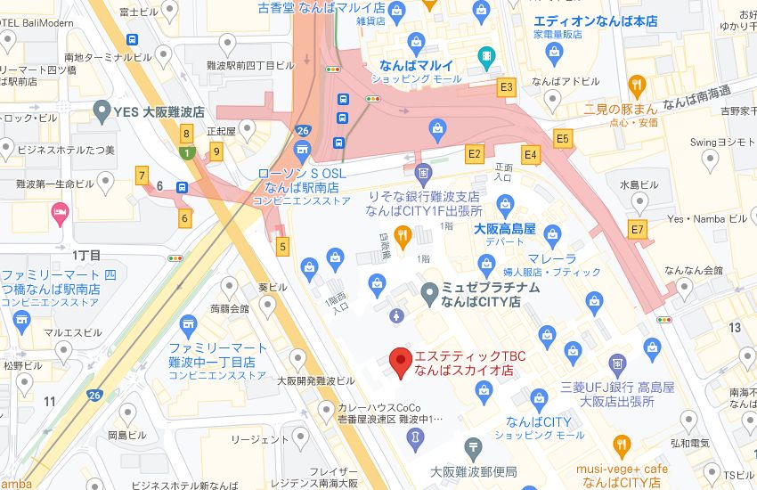 エステティックTBCなんばスカイオ店の周辺地図