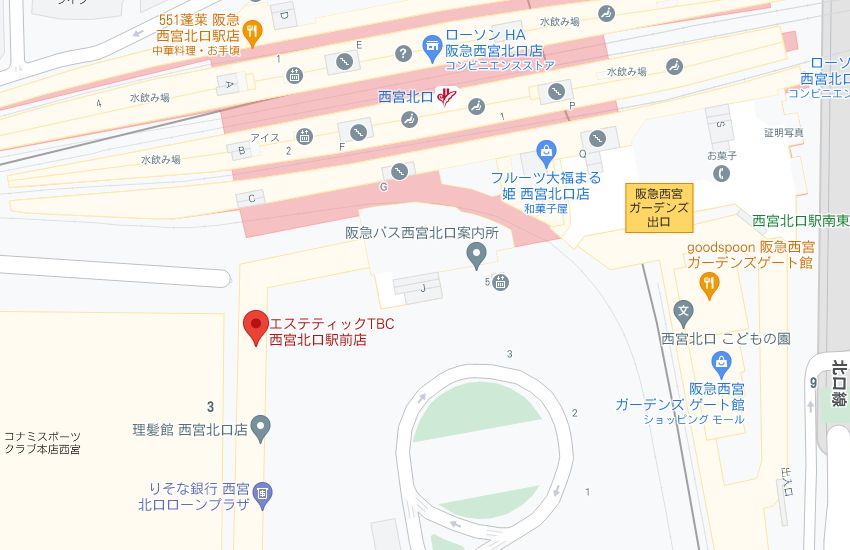 エステティックTBC西宮北口駅前店の周辺地図