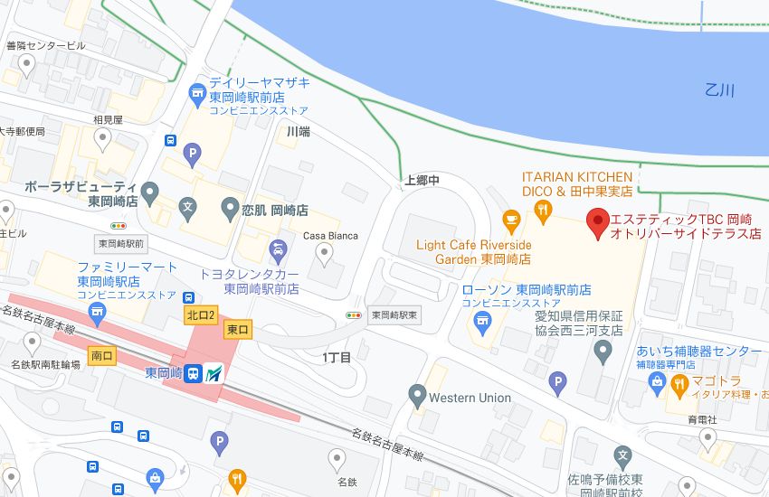 エステティックTBC岡崎オトリバーサイドテラス店の周辺地図