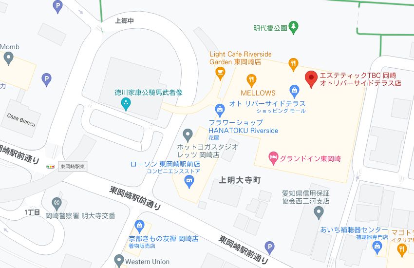 エステティックTBC岡崎オトリバーサイドテラス店の周辺地図