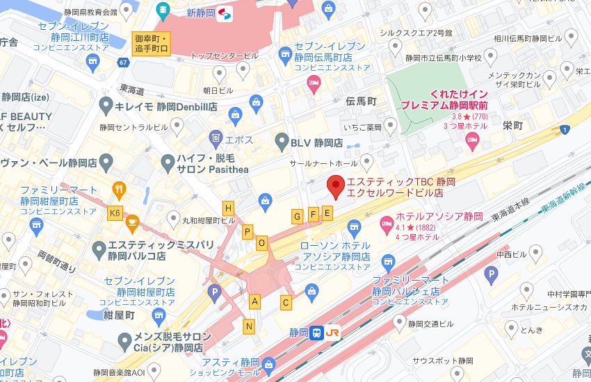 エステティックTBC静岡エクセルワードビル店の周辺地図