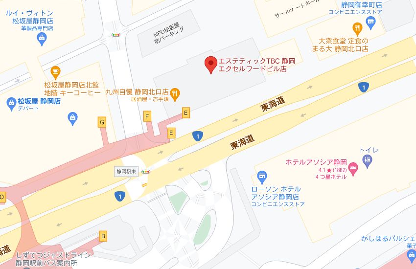 エステティックTBC静岡エクセルワードビル店の周辺地図