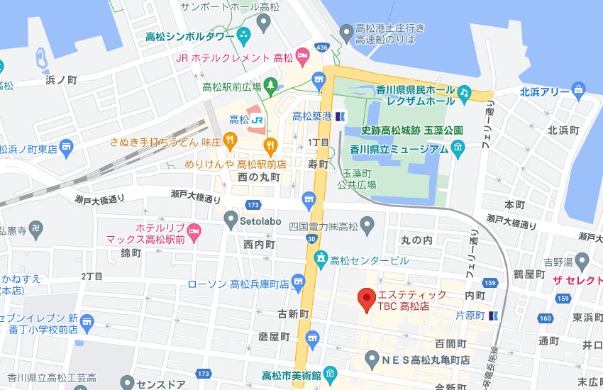 エステティックTBC高松店の周辺地図