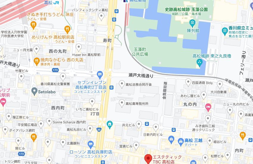 エステティックTBC高松店の周辺地図
