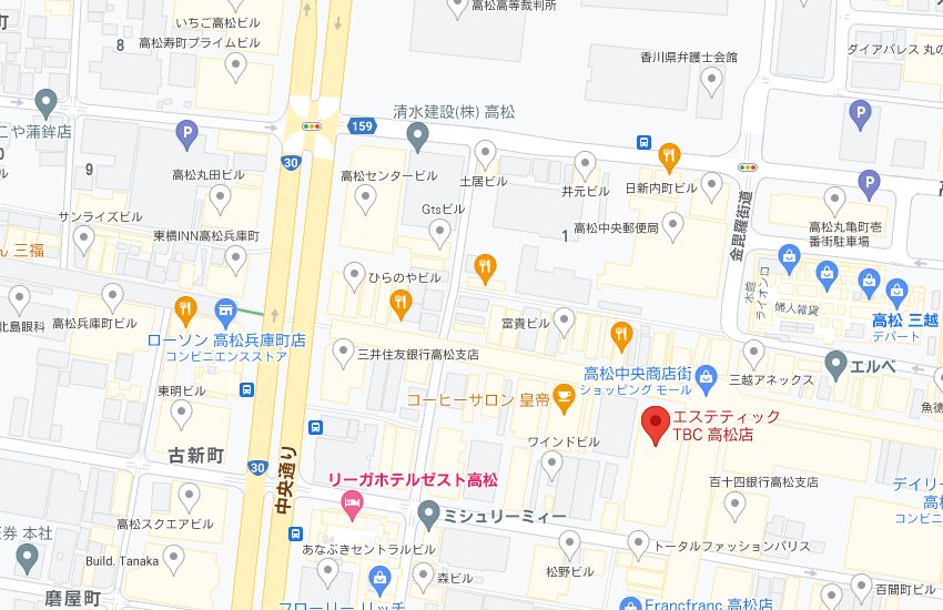 エステティックTBC高松店の周辺地図