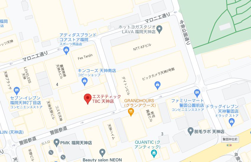 エステティックTBC天神店の周辺地図