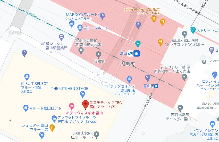 エステティックTBC富山マルート店の周辺地図