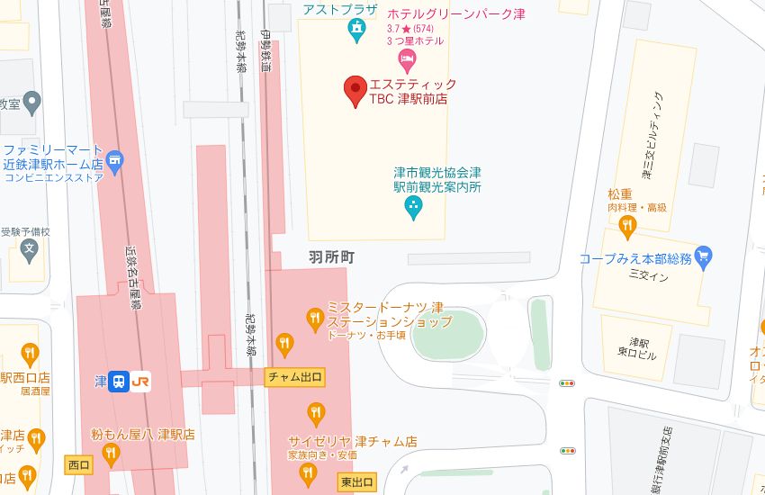 エステティックTBC津駅前店の周辺地図