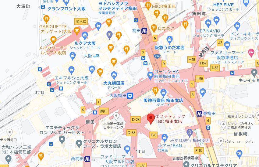 エステティックTBC梅田本店の周辺地図