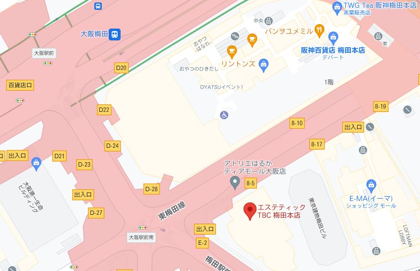 エステティックTBC梅田本店の周辺地図