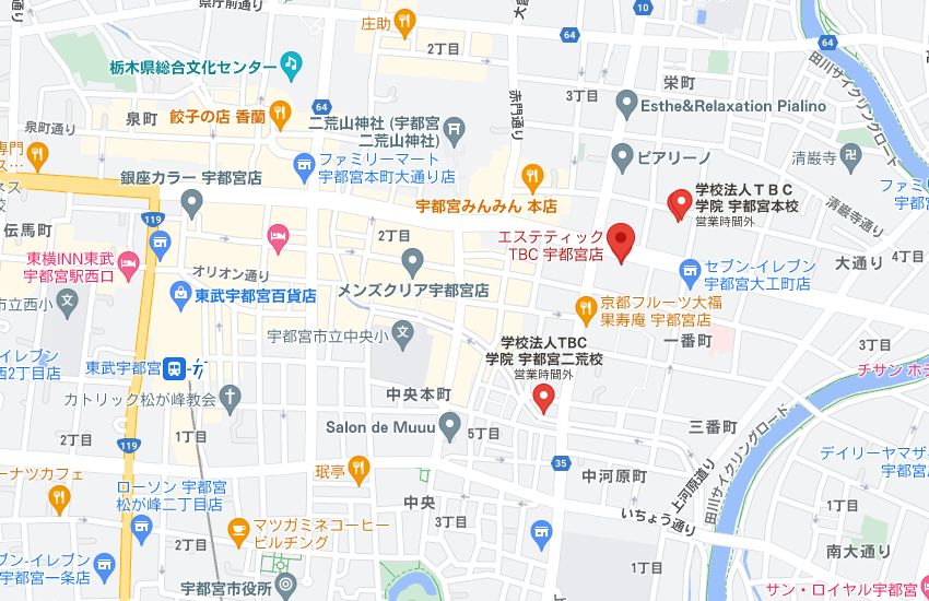 エステティックTBC宇都宮店の周辺地図
