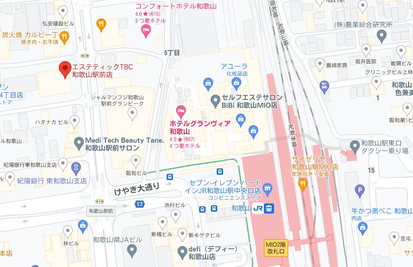 エステティックTBC和歌山駅前店の周辺地図