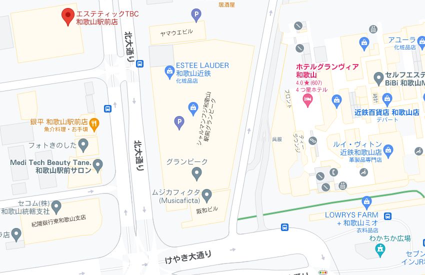エステティックTBC和歌山駅前店の周辺地図