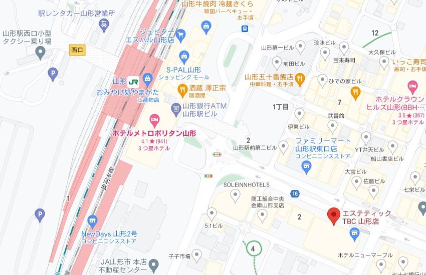 エステティックTBC山形店の周辺地図