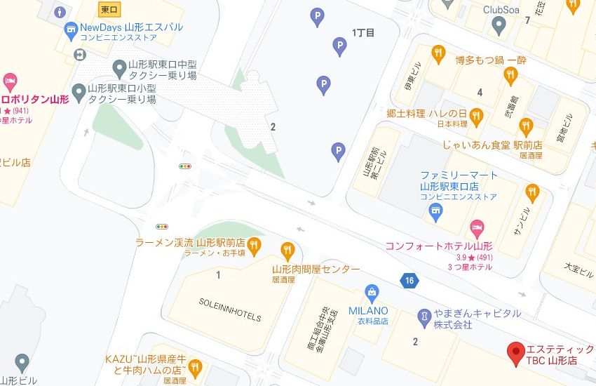 エステティックTBC山形店の周辺地図