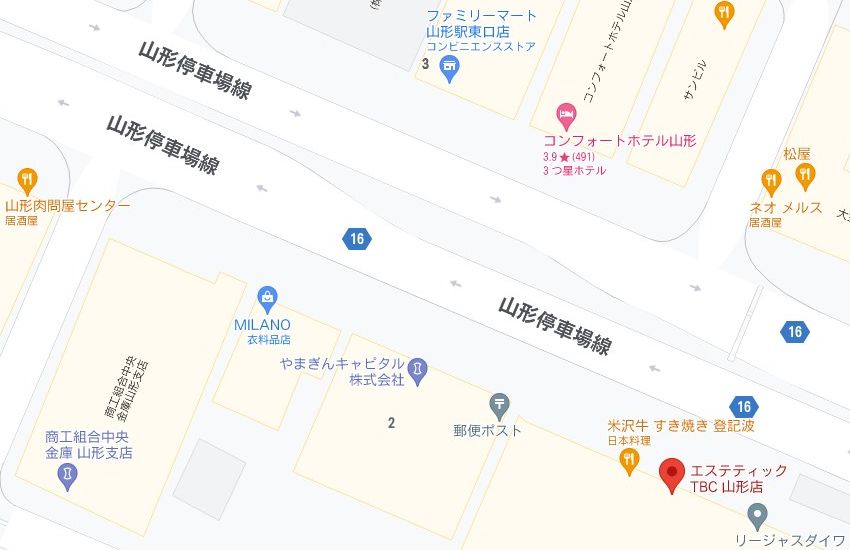 エステティックTBC山形店の周辺地図