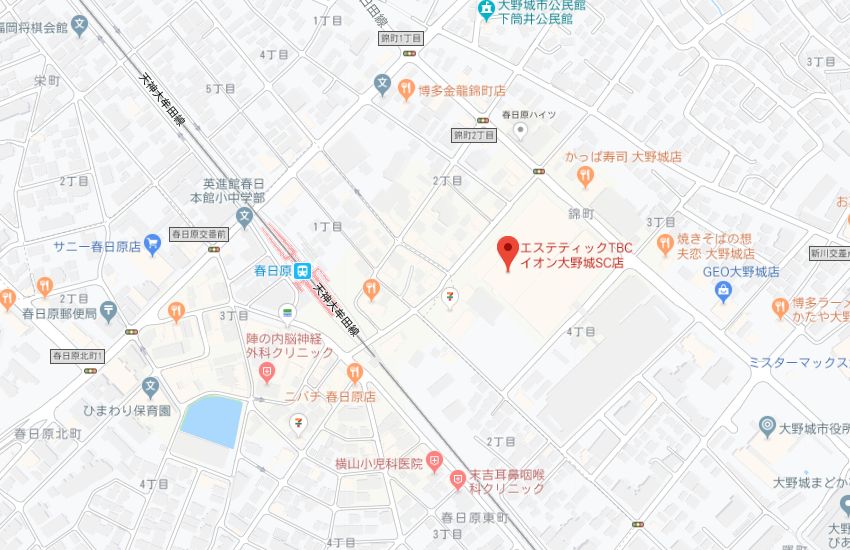 エステティックTBCイオン大野城SC店地図